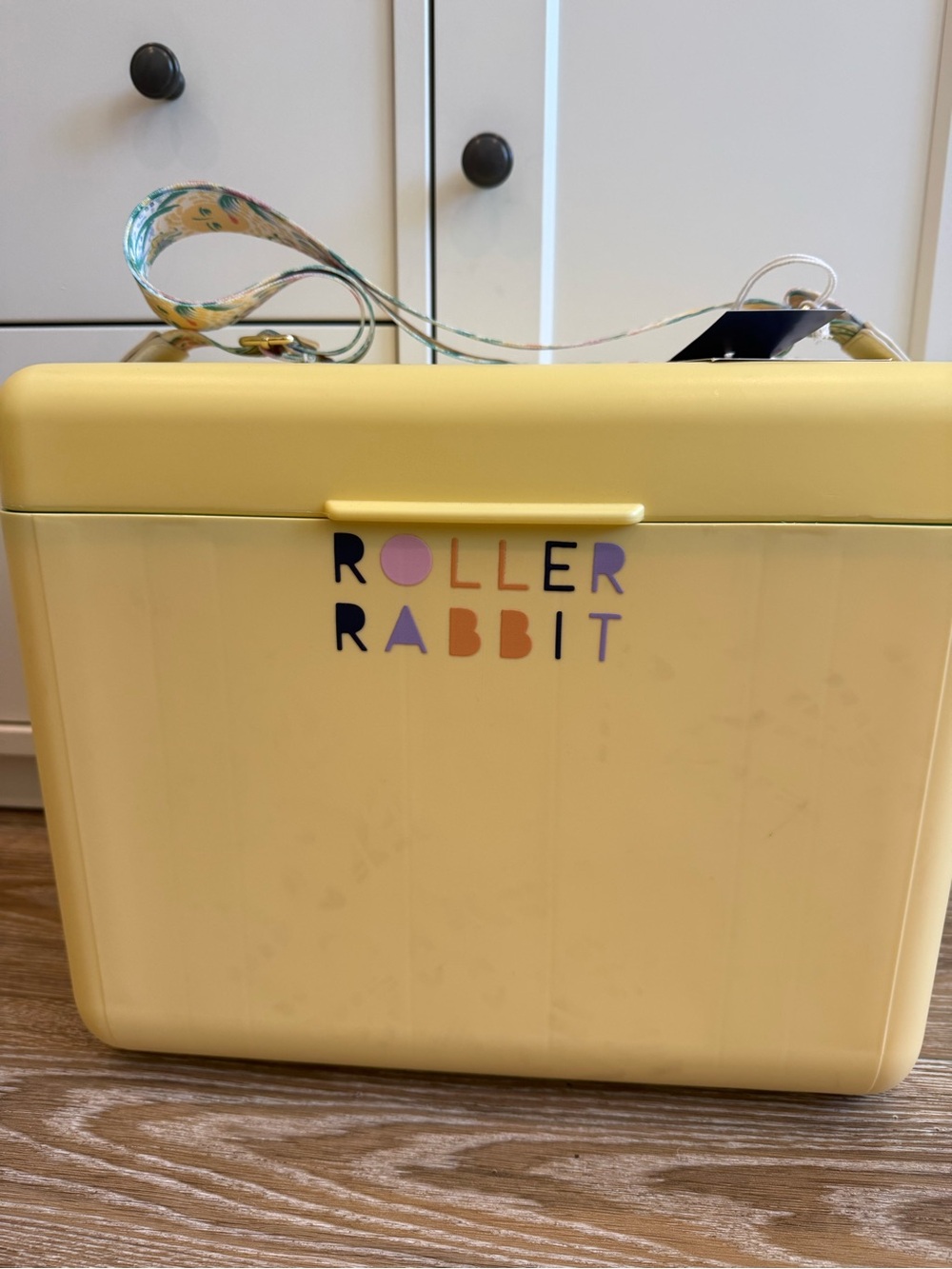 Roller Rabbit Yellow Cooler Tag with Multicolor Floral Accent